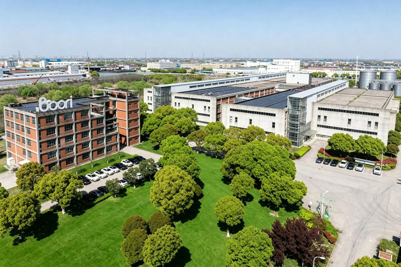 Aerial view of the Hanhao wooden furniture factory buildings in Jiaxing, Zhejiang Aerial view of the Hanhao wooden furniture factory buildings in Jiaxing, Zhejiang